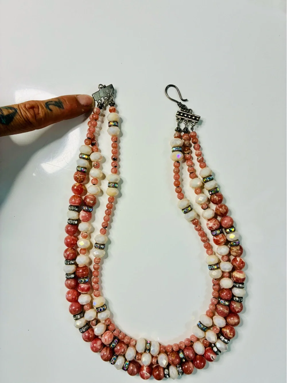 Handmade Elegant Pink Natural Stone Beaded Layered Necklace - Women Jewelry READ